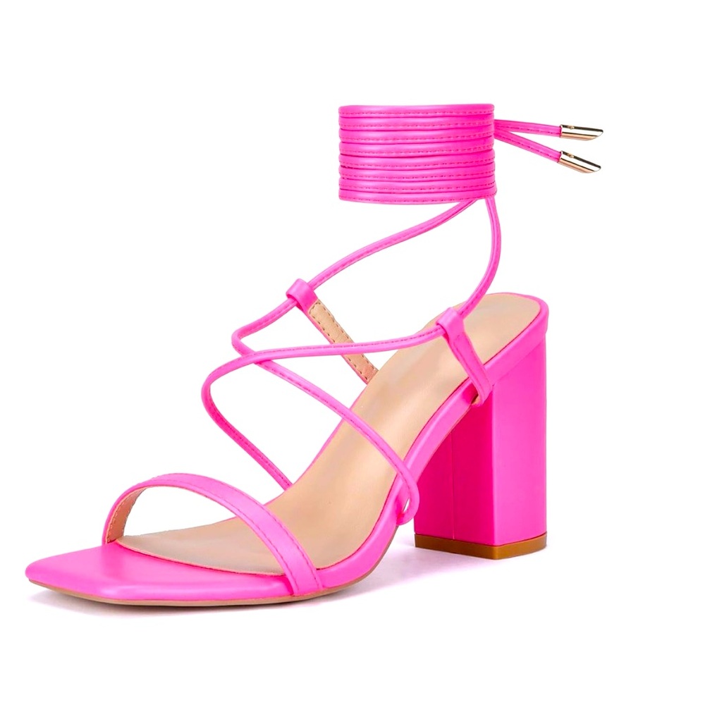 Elegant Pink Strappy Women's Heels